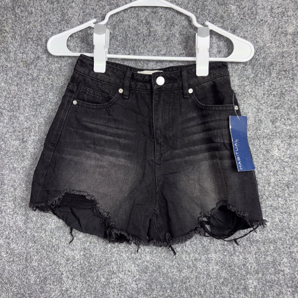 Habitual Shorts Girls Size 12 Black Denim Raw Hem